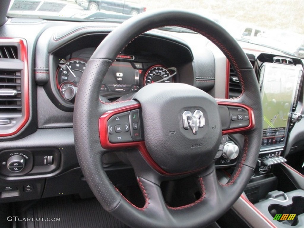 2020 Ram 1500 Rebel Crew Cab 4x4 Red/Black Steering Wheel Photo #137375404