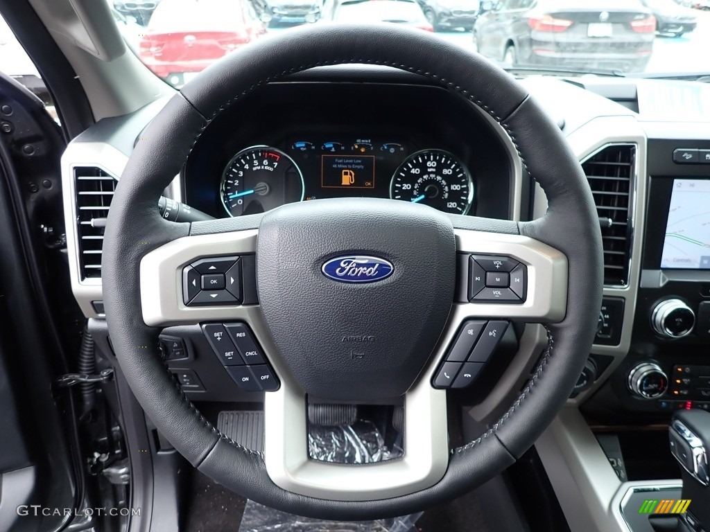 2020 Ford F150 Lariat SuperCrew 4x4 Black Steering Wheel Photo #137385346
