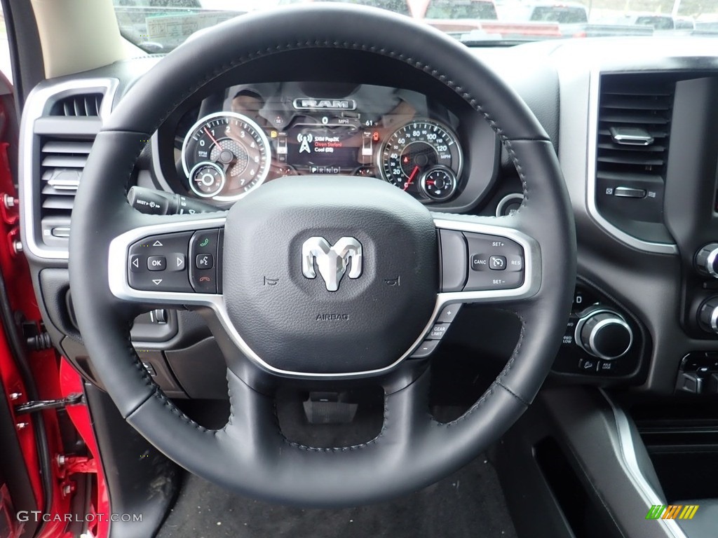 2020 Ram 1500 Big Horn Crew Cab 4x4 Black/Diesel Gray Steering Wheel Photo #137432353