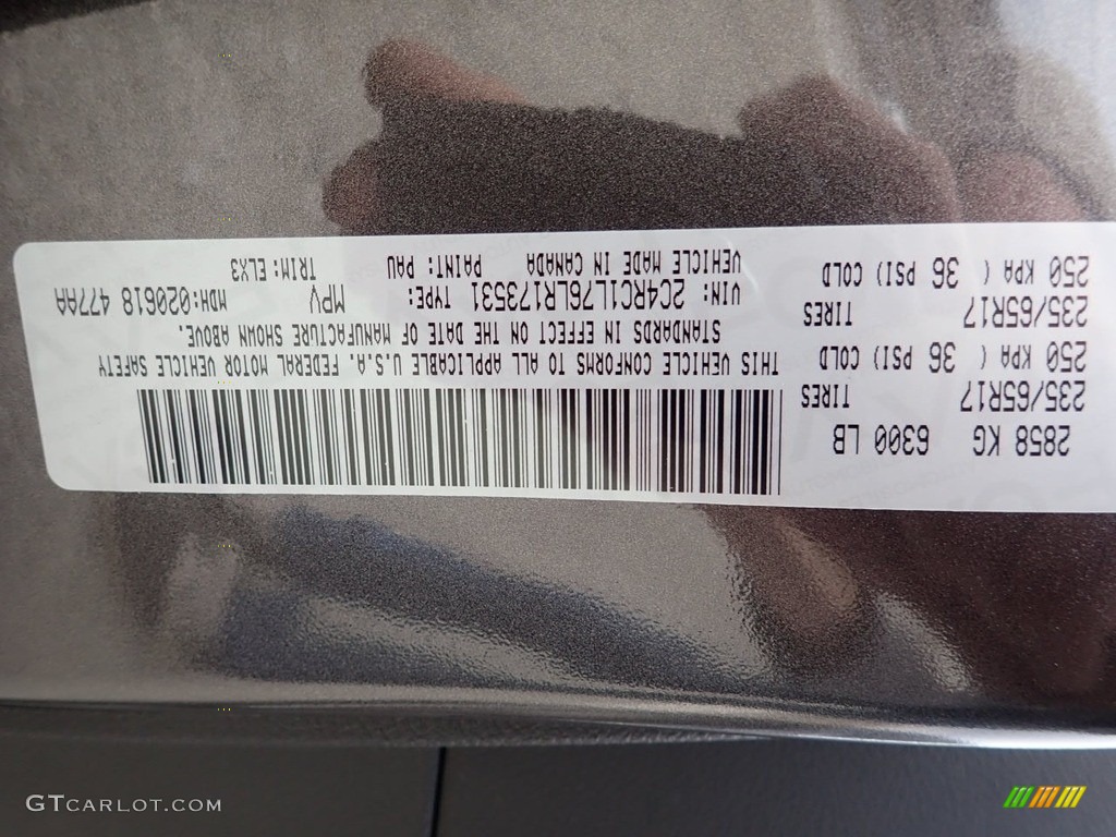 2020 Pacifica Color Code PAU for Granite Crystal Metallic Photo #137433415