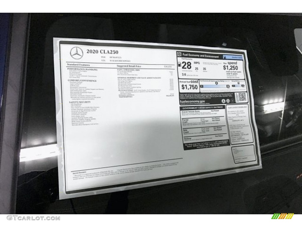 2020 Mercedes-Benz CLA 250 Coupe Window Sticker Photo #137451740