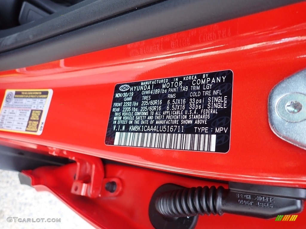 2020 Kona SE AWD - Sunset Orange / Black photo #12