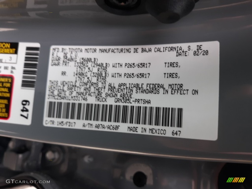 2020 Tacoma TRD Sport Double Cab 4x4 - Cement / TRD Cement/Black photo #52