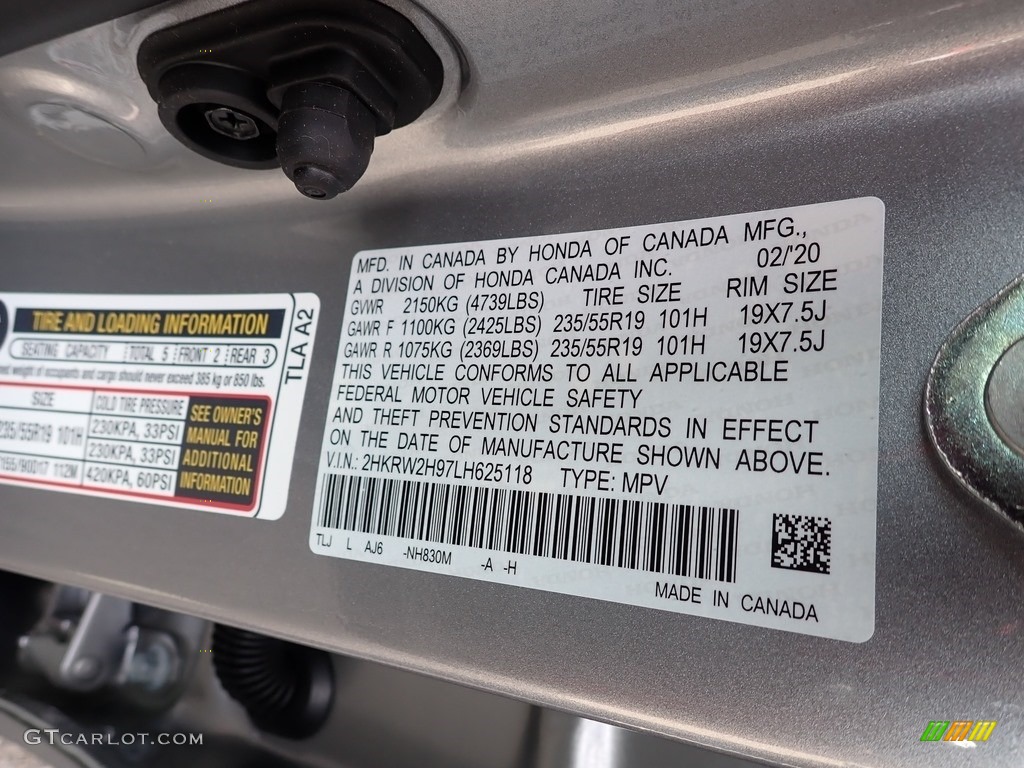 2020 CR-V Touring AWD - Lunar Silver Metallic / Black photo #12
