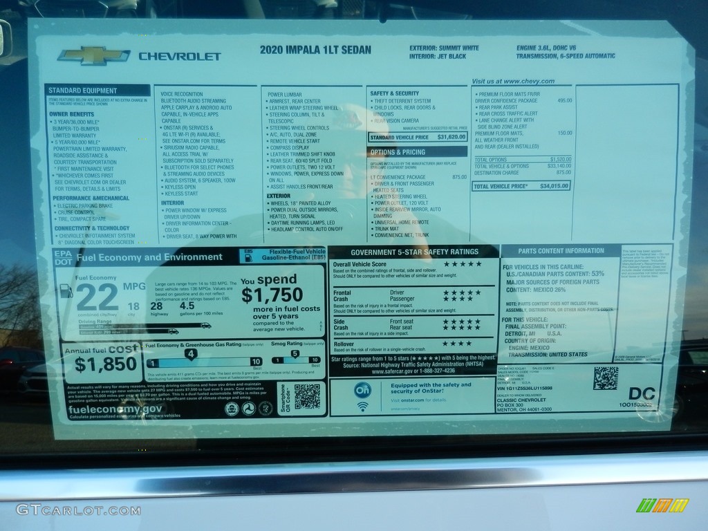 2020 Impala LT - Summit White / Jet Black photo #7