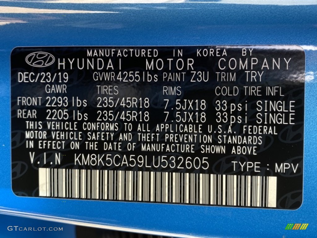 2020 Kona Color Code Z3U for Surf Blue Photo #137475747