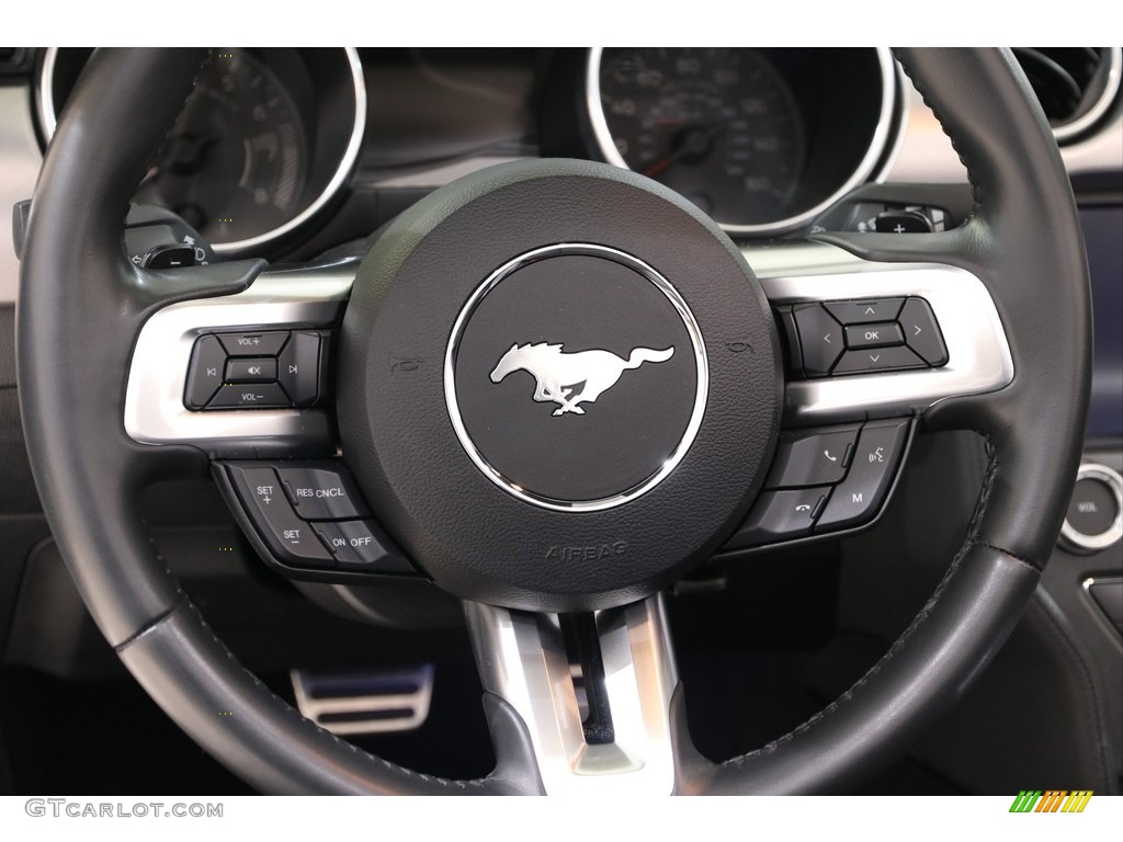 2019 Ford Mustang EcoBoost Premium Convertible Ebony Steering Wheel Photo #137478102