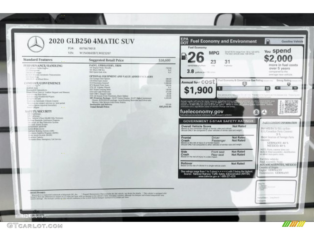 2020 GLB 250 4Matic - Digital White Metallic / Black photo #10