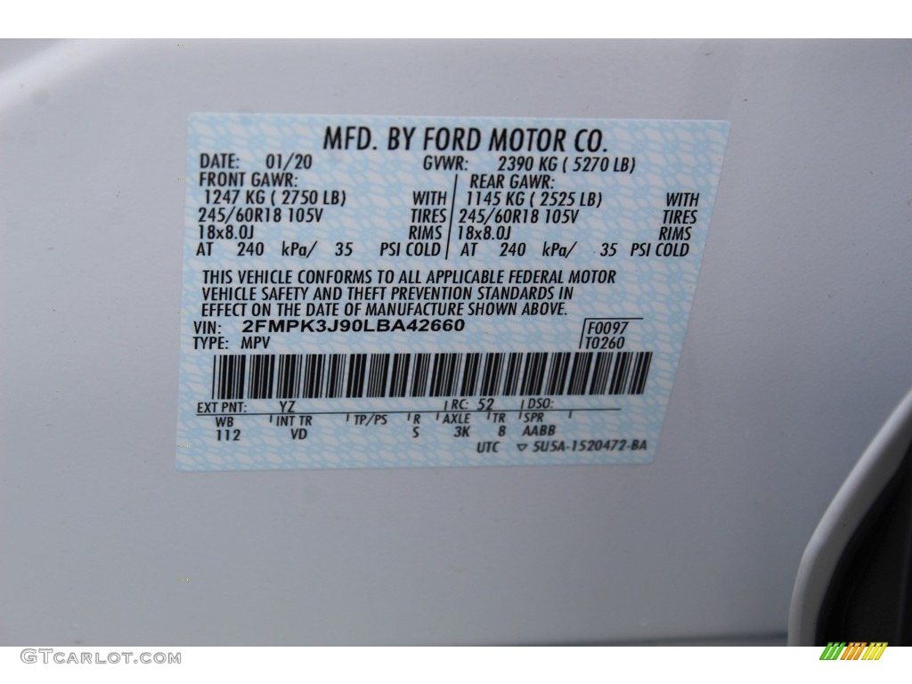 2020 Ford Edge SEL Color Code Photos