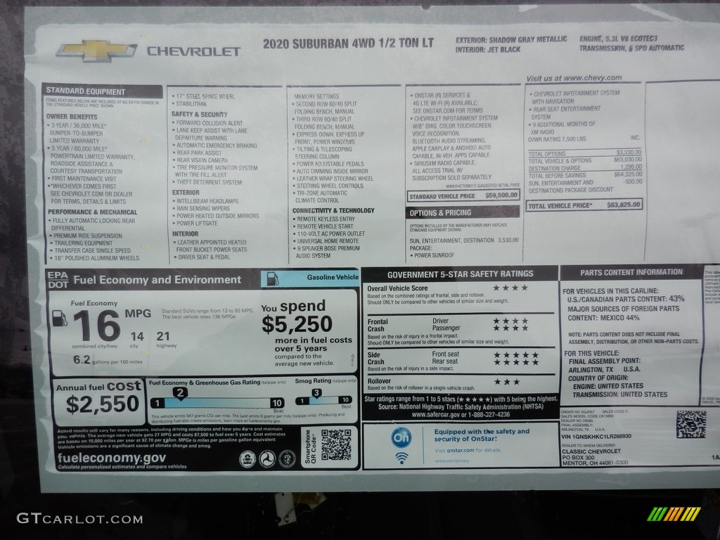 2020 Suburban LT 4WD - Shadow Gray Metallic / Jet Black photo #7