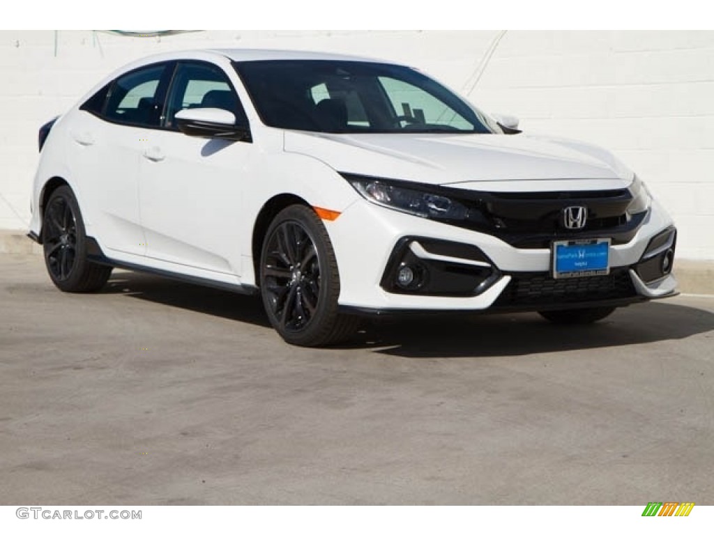 2020 Civic Sport Hatchback - Platinum White Pearl / Black photo #1