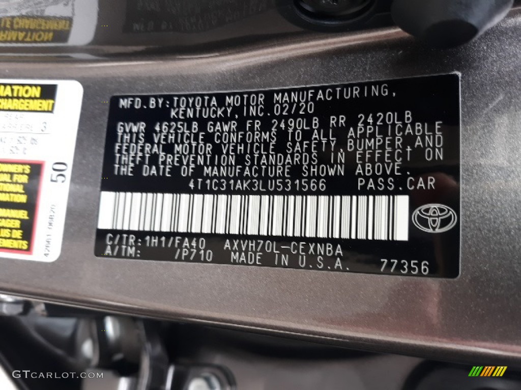 2020 Camry Hybrid LE - Predawn Gray Mica / Macadamia photo #50