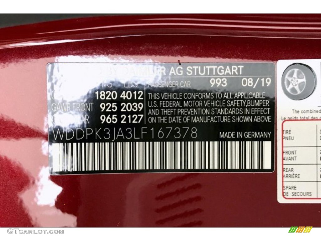 2020 SLC Color Code 993 for designo Patagonia Red Metallic Photo #137513928