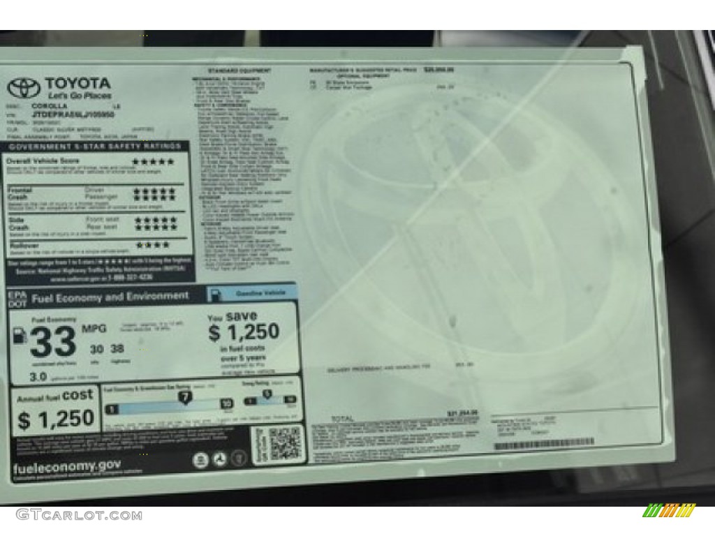 2020 Corolla LE - Classic Silver Metallic / Black photo #10