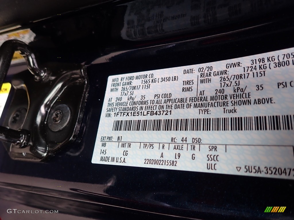 2020 F150 Color Code N1 for Blue Jeans Photo #137520894
