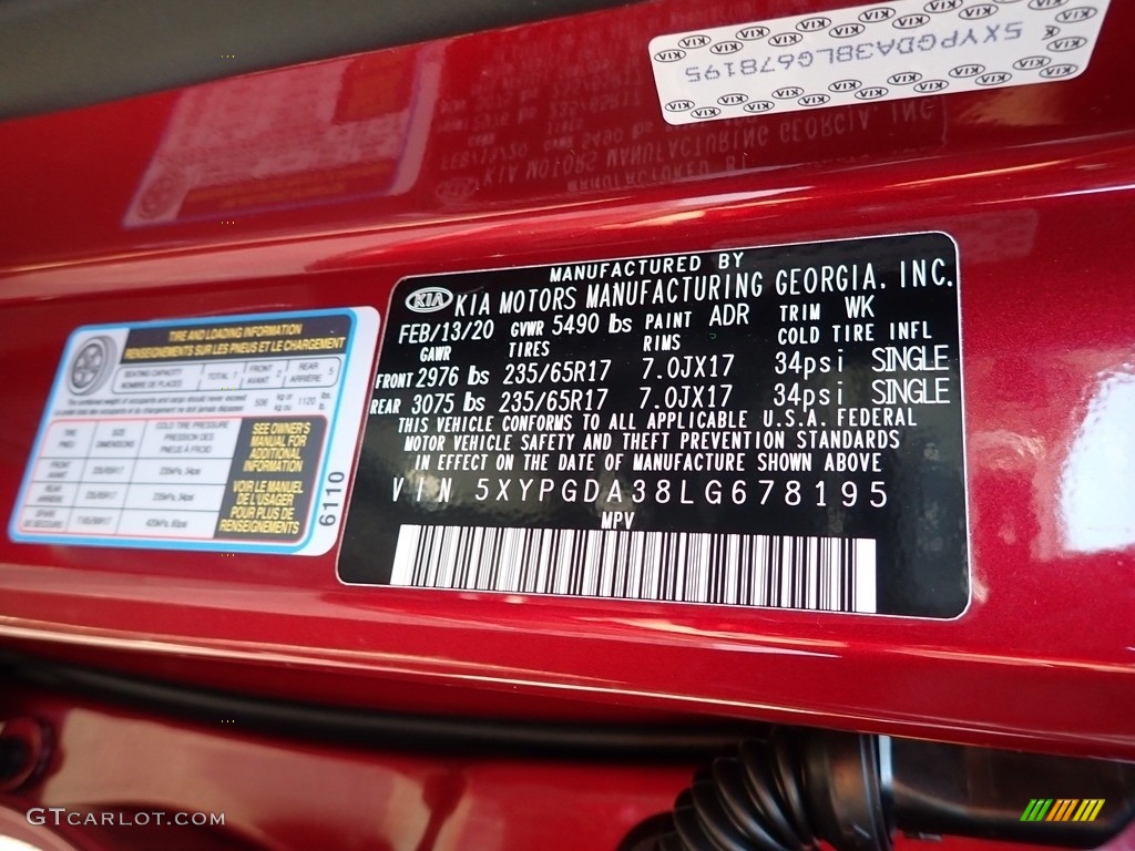 2020 Sorento Color Code ADR for Passion Red Photo #137525526