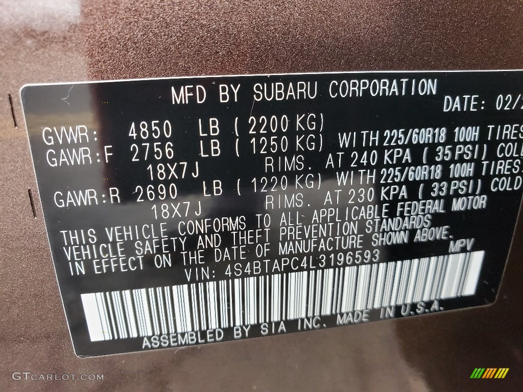 2020 Outback 2.5i Touring - Cinnamon Brown Pearl / Java Brown photo #9
