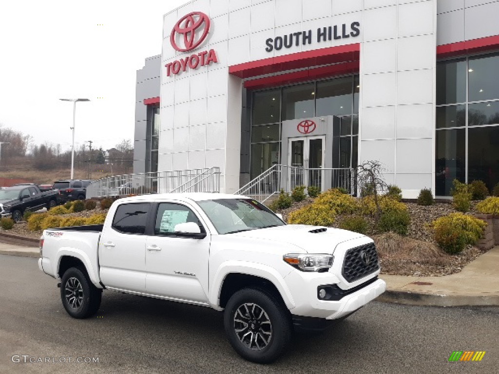 2020 Tacoma TRD Sport Double Cab 4x4 - Super White / TRD Cement/Black photo #1