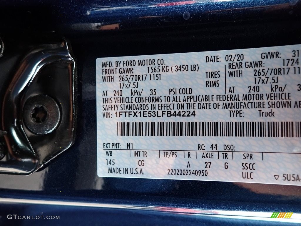 2020 F150 Color Code N1 for Blue Jeans Photo #137561416