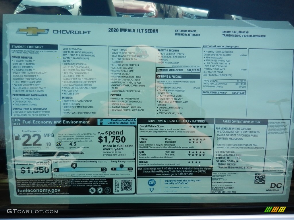 2020 Impala LT - Black / Jet Black photo #7