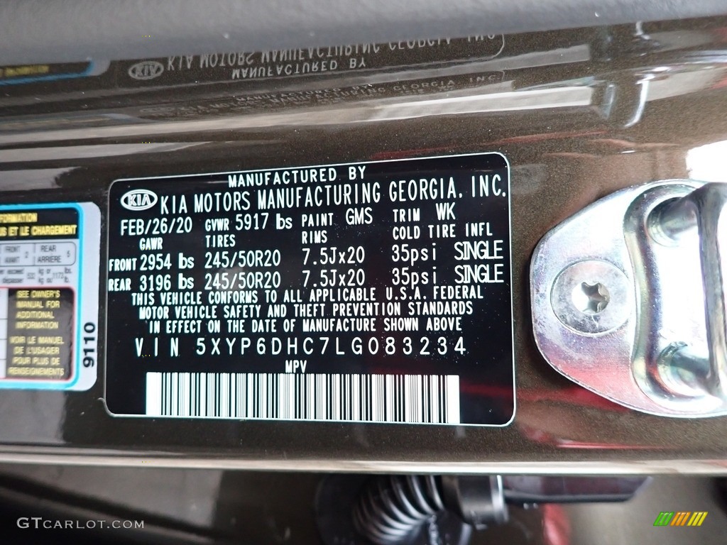 2020 Kia Telluride S AWD Color Code Photos