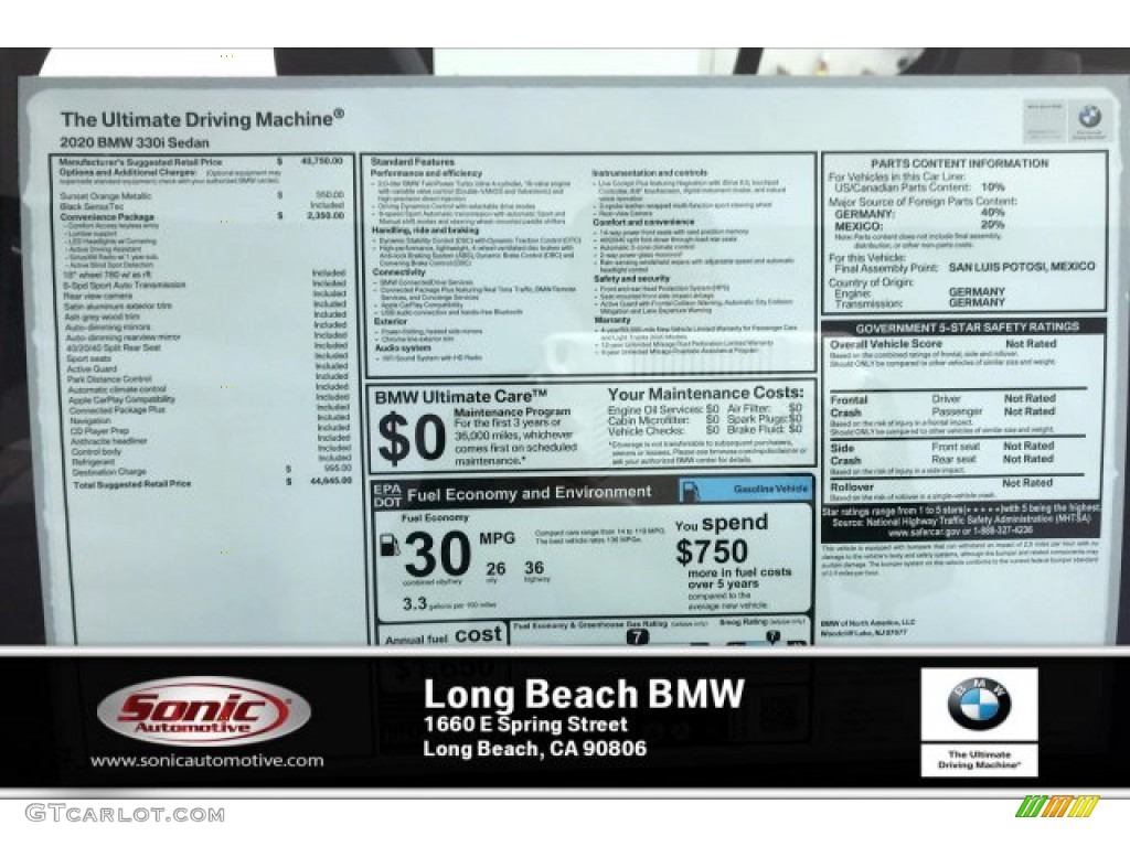 2020 3 Series 330i Sedan - Sunset Orange Metallic / Black photo #10
