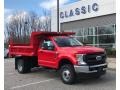2020 Race Red Ford F350 Super Duty XL Regular Cab 4x4 Chassis Dump Truck  photo #2