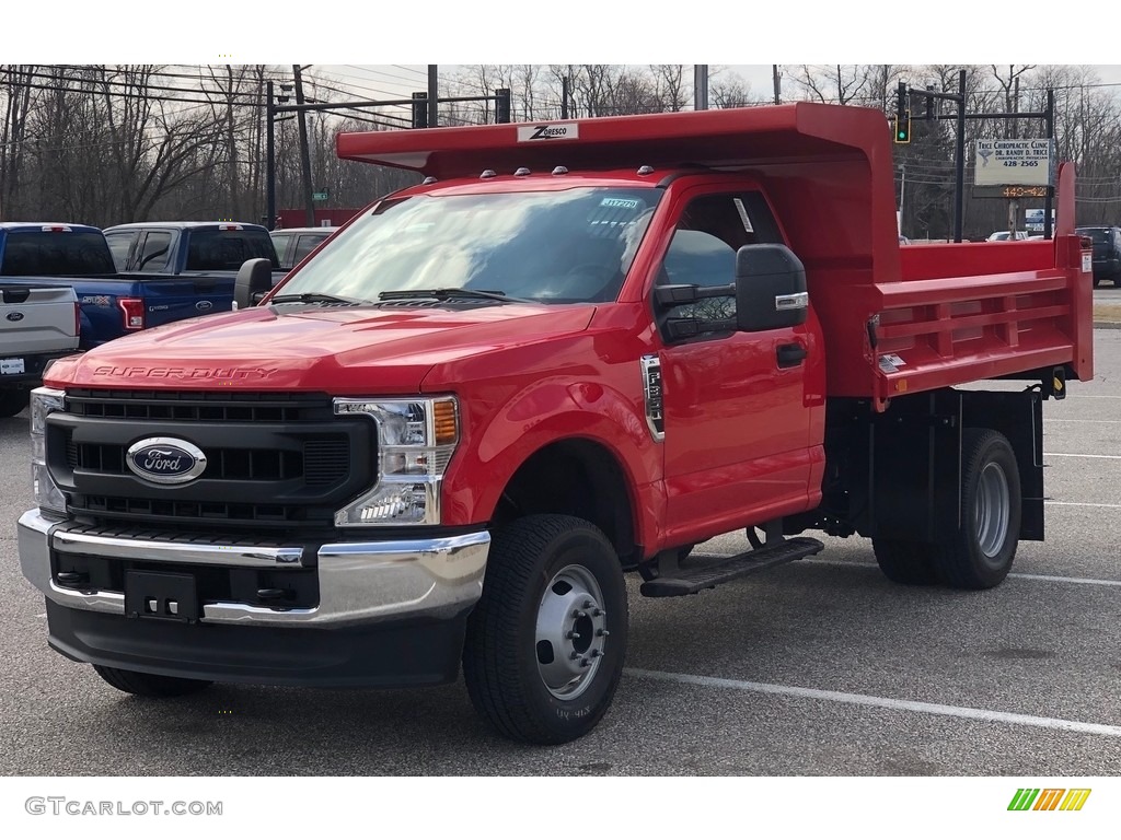 2020 F350 Super Duty XL Regular Cab 4x4 Chassis Dump Truck - Race Red / Medium Earth Gray photo #4