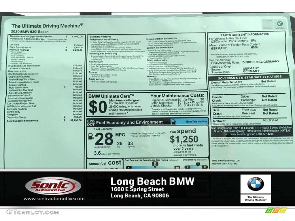 2020 5 Series 530i Sedan - Jet Black / Black photo #10