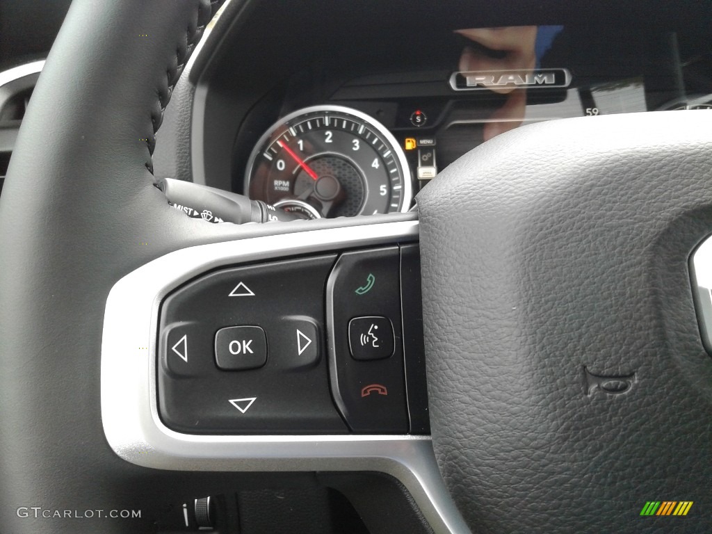 2020 Ram 1500 Big Horn Night Edition Crew Cab 4x4 Black Steering Wheel Photo #137602037