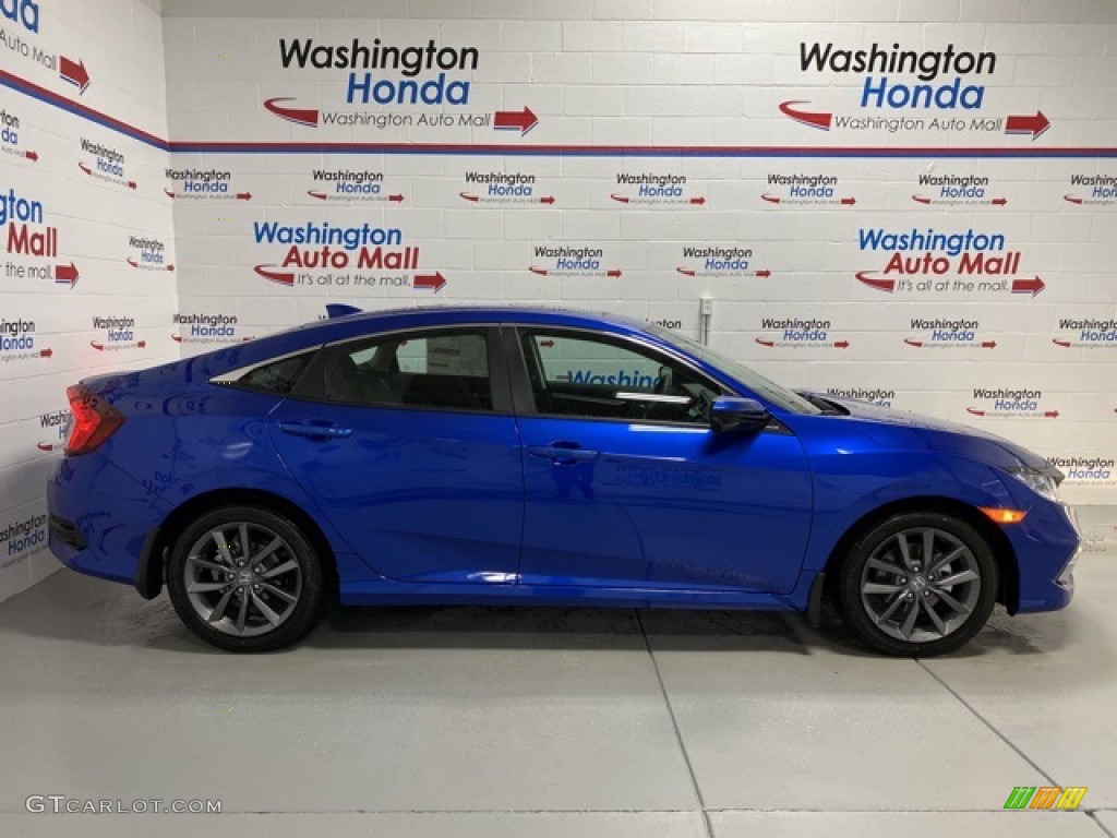 2020 Civic EX Sedan - Aegean Blue Metallic / Black photo #1