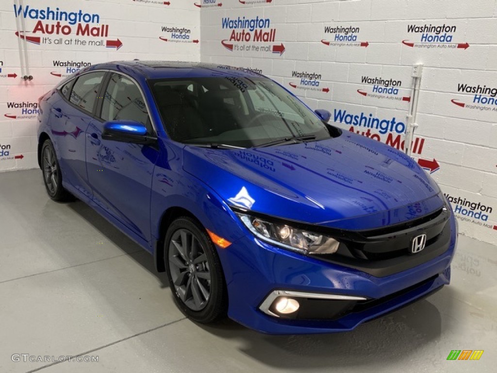 2020 Civic EX Sedan - Aegean Blue Metallic / Black photo #2
