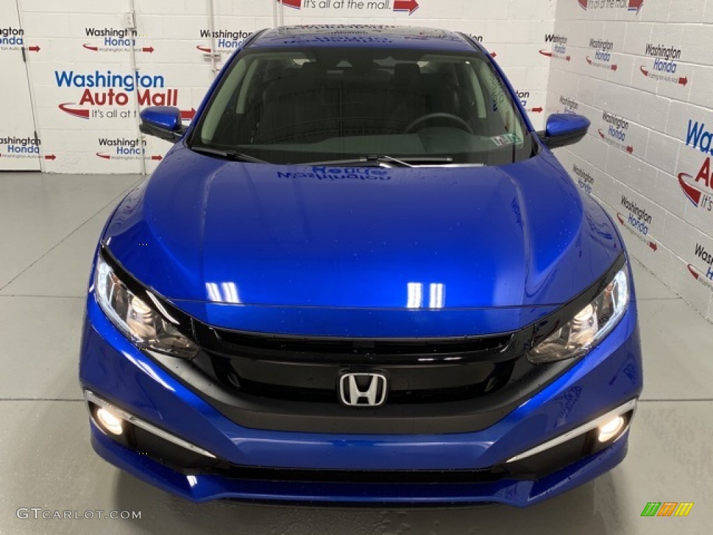 2020 Civic EX Sedan - Aegean Blue Metallic / Black photo #3