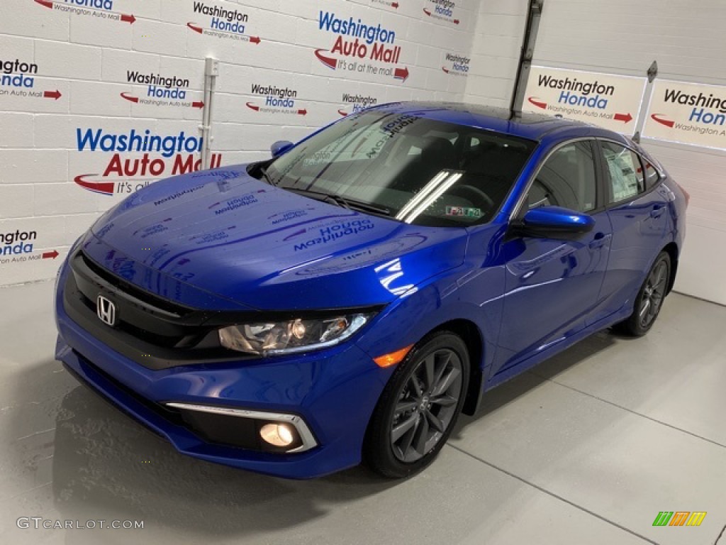 2020 Civic EX Sedan - Aegean Blue Metallic / Black photo #4