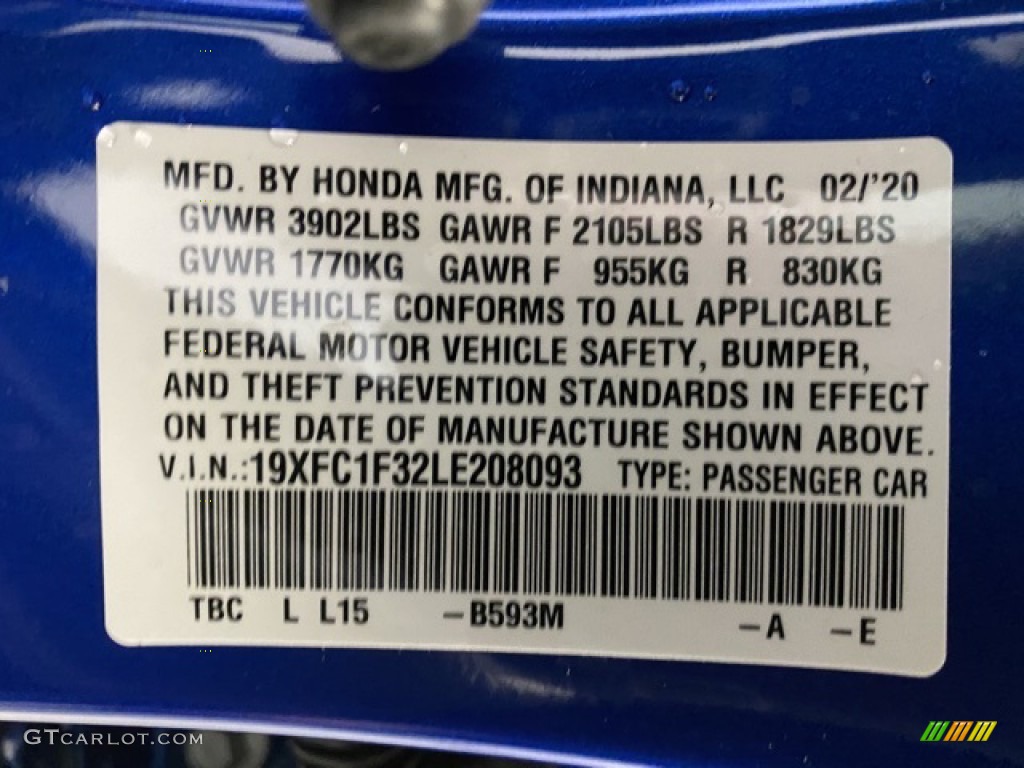 2020 Civic EX Sedan - Aegean Blue Metallic / Black photo #9
