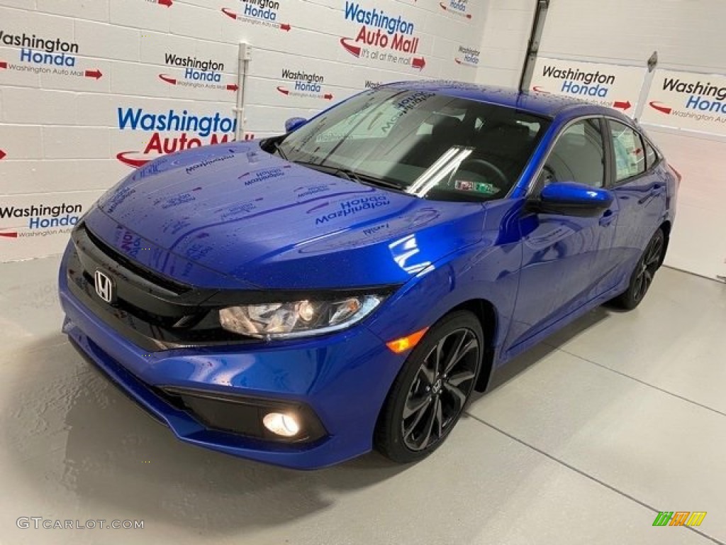 2020 Civic Sport Sedan - Aegean Blue Metallic / Black photo #4