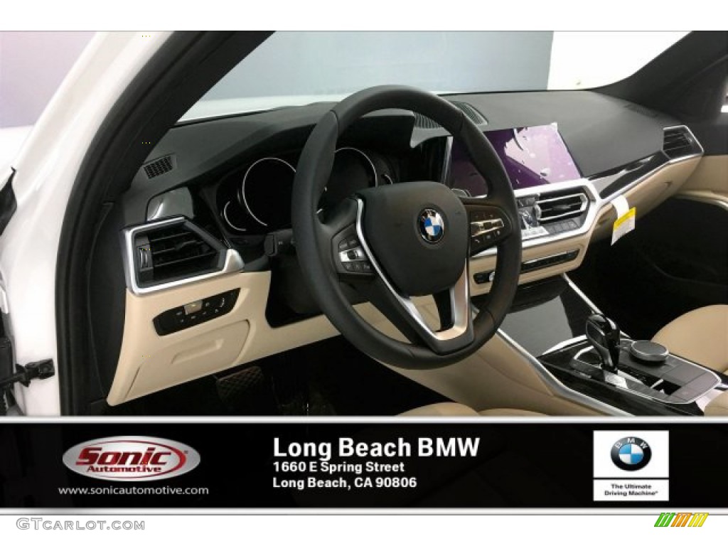 2020 3 Series 330i Sedan - Mineral White Metallic / Canberra Beige photo #4