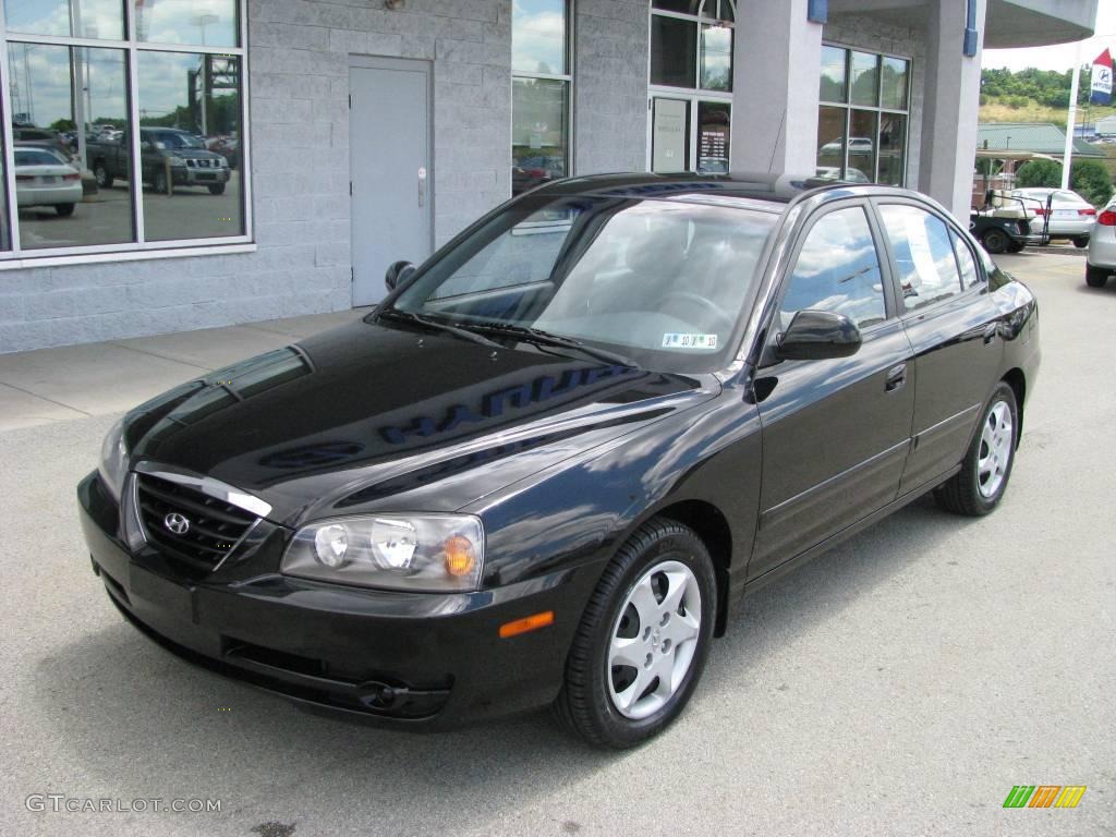 2006 Elantra GLS Sedan - Ebony Black / Gray photo #2