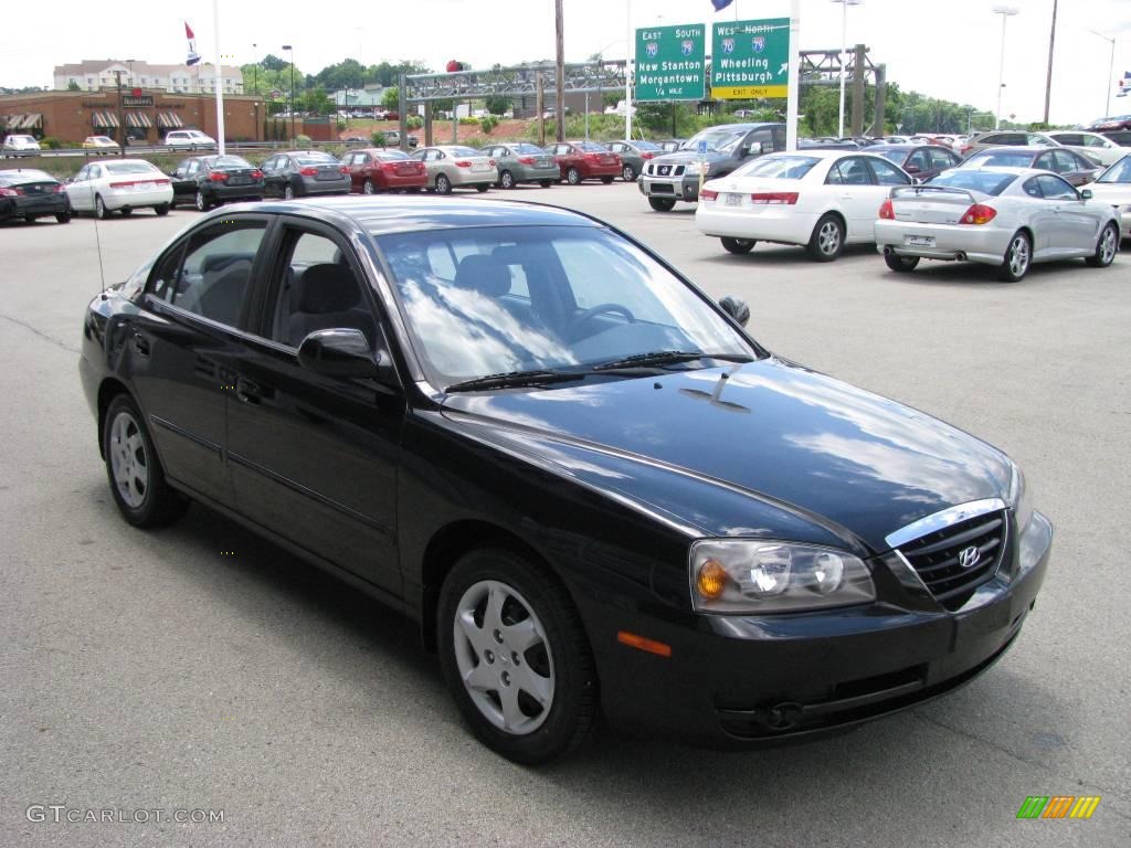 2006 Elantra GLS Sedan - Ebony Black / Gray photo #8