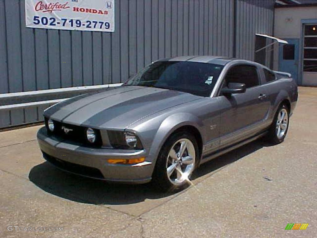 2007 Mustang GT Premium Coupe - Tungsten Grey Metallic / Black/Red photo #2
