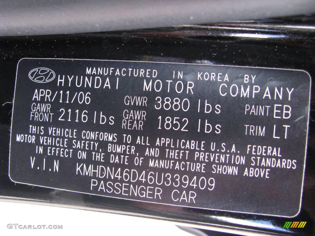 2006 Elantra GLS Sedan - Ebony Black / Gray photo #19