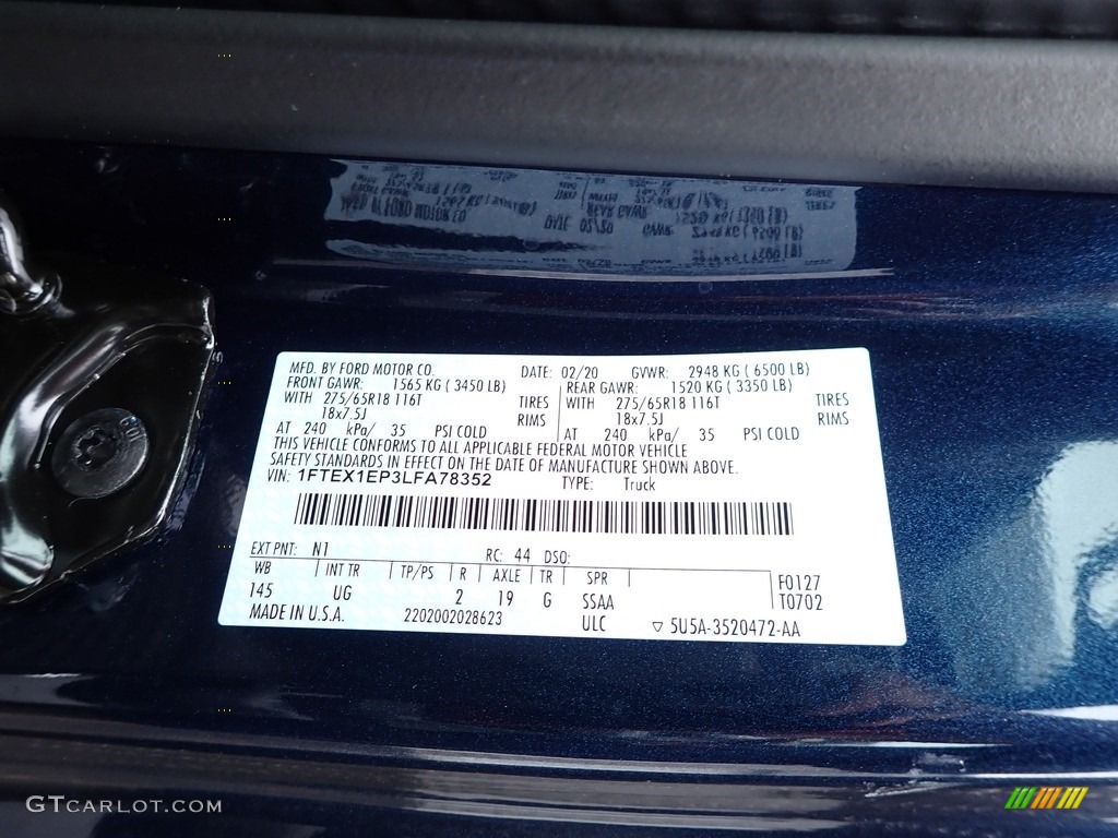 2020 F150 Color Code N1 for Blue Jeans Photo #137661474