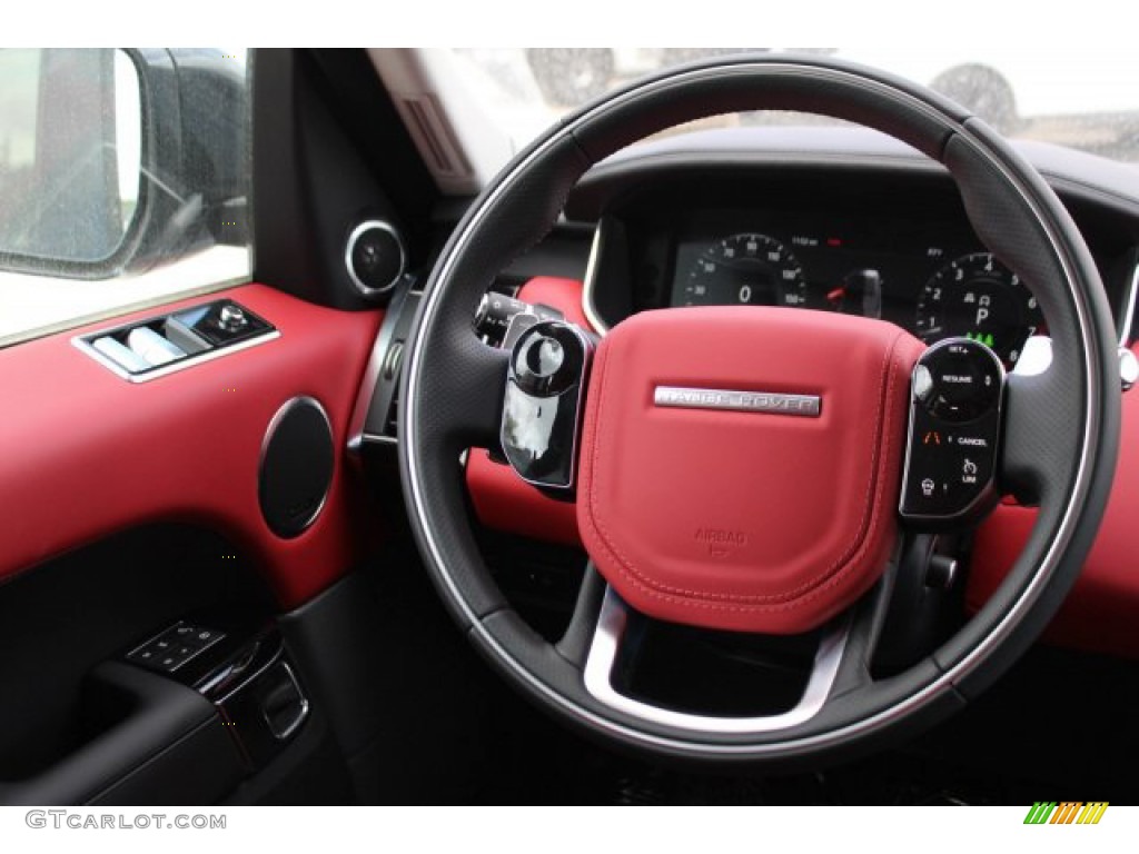 2020 Land Rover Range Rover Sport Autobiography Ebony/Pimento Steering Wheel Photo #137679649