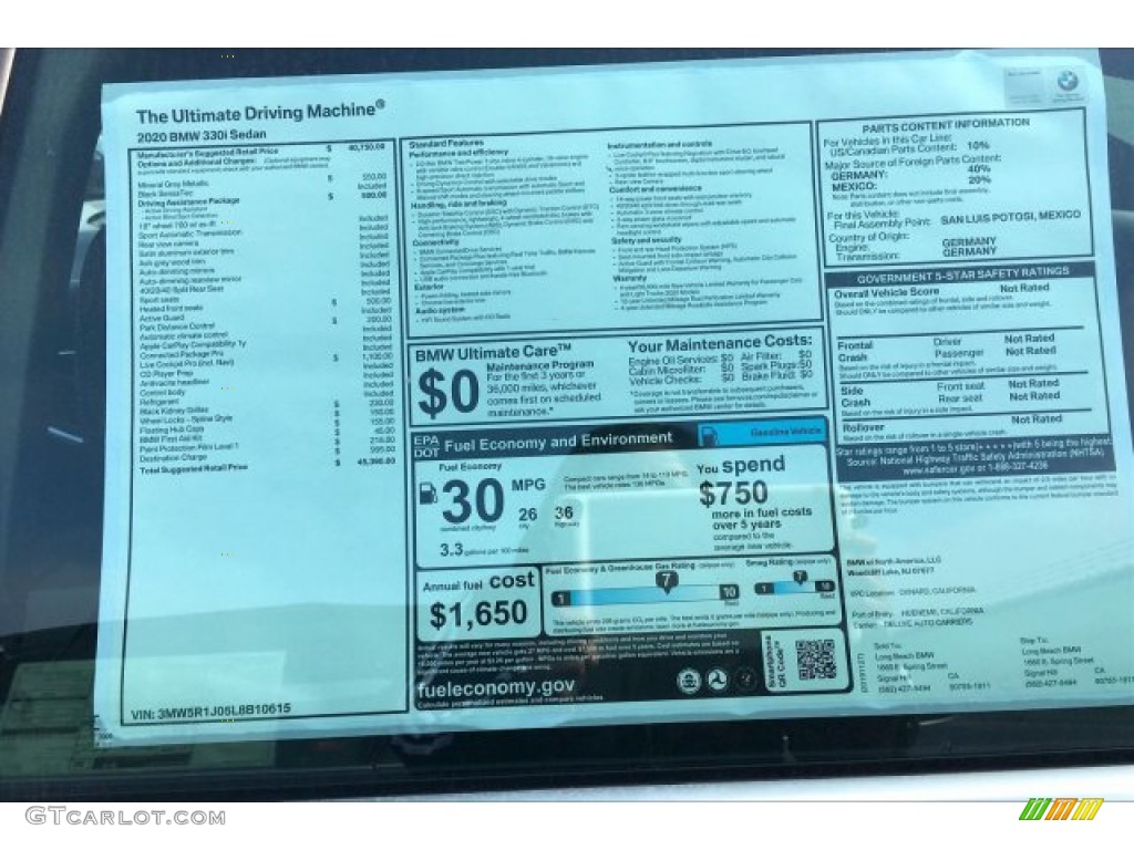 2020 3 Series 330i Sedan - Mineral Grey Metallic / Black photo #10