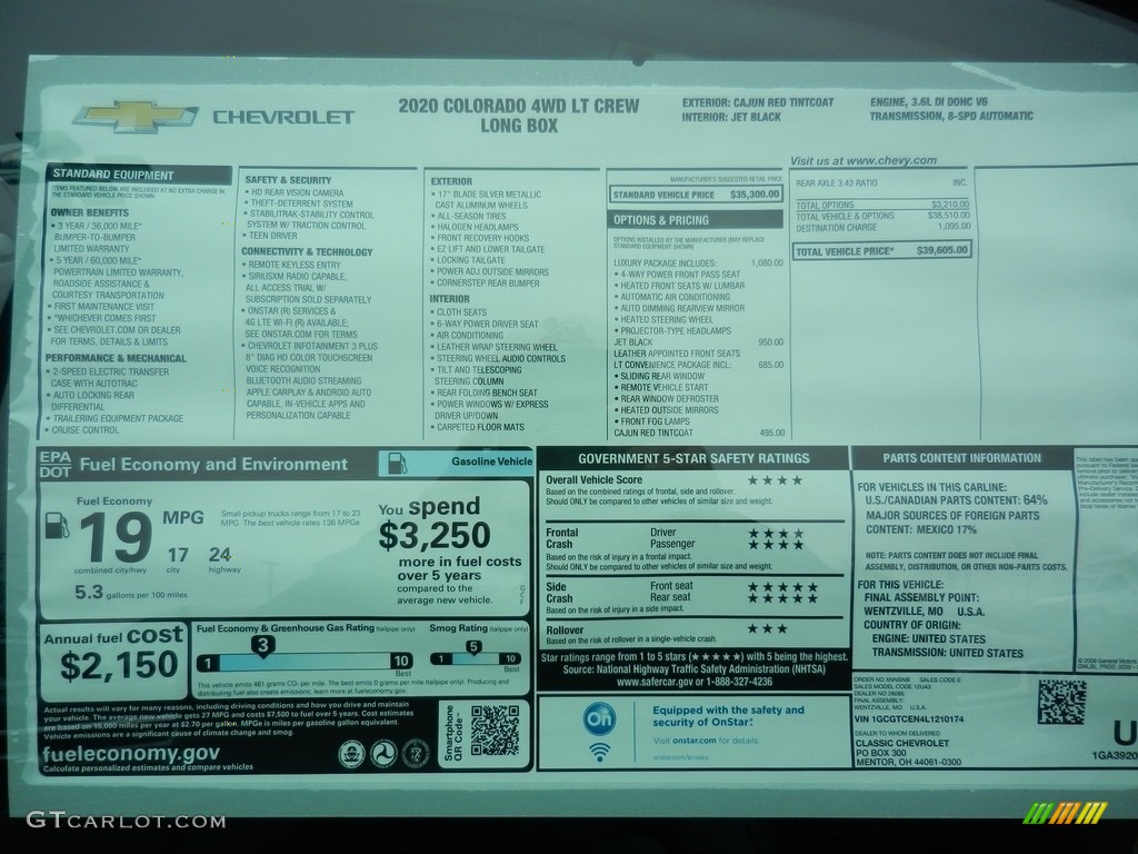 2020 Colorado LT Crew Cab 4x4 - Cajun Red Tintcoat / Jet Black photo #8