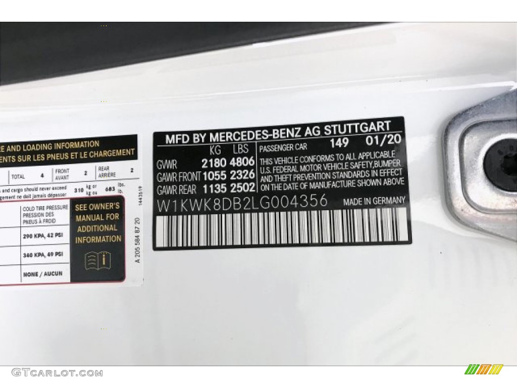 2020 C Color Code 149 for Polar White Photo #137708338
