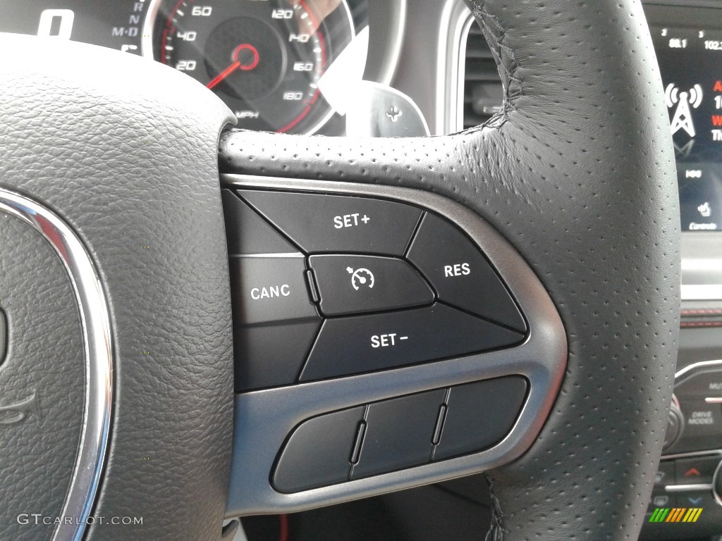 2020 Dodge Charger Scat Pack Black/Ruby Red Steering Wheel Photo #137718753