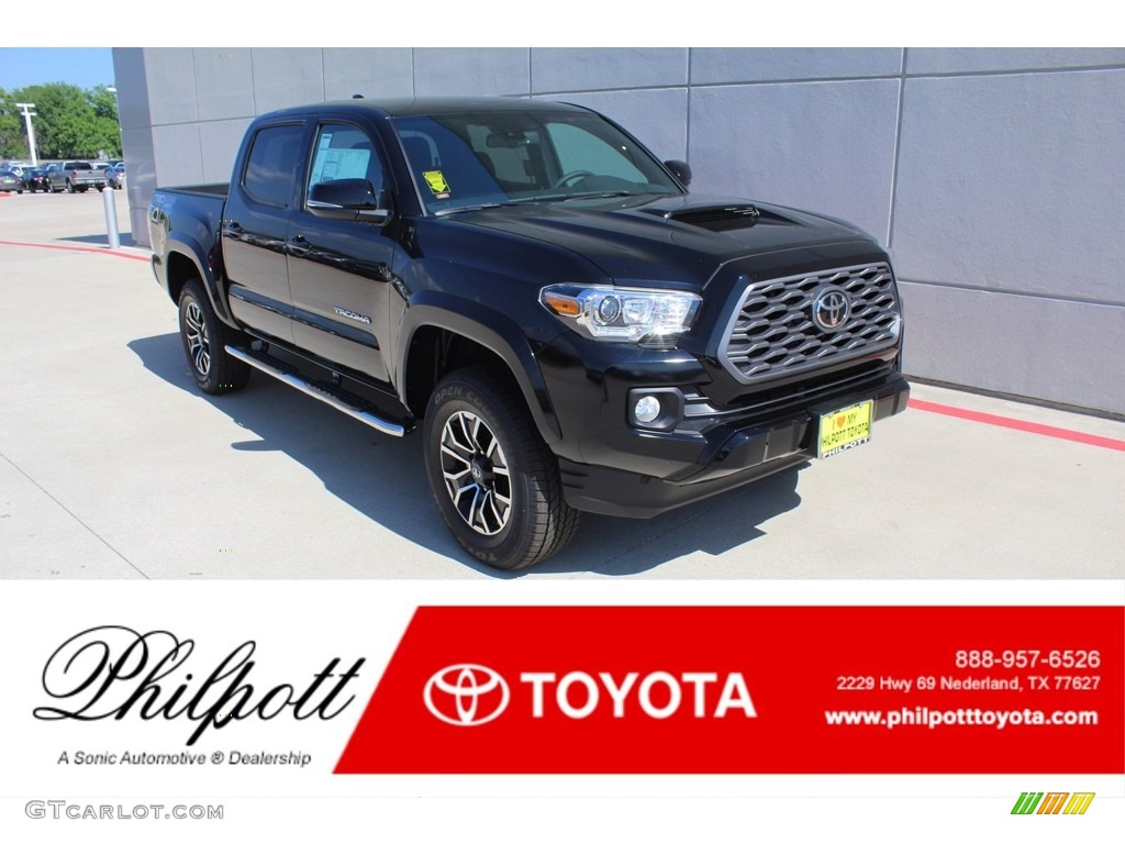 2020 Tacoma TRD Sport Double Cab 4x4 - Midnight Black Metallic / TRD Cement/Black photo #1