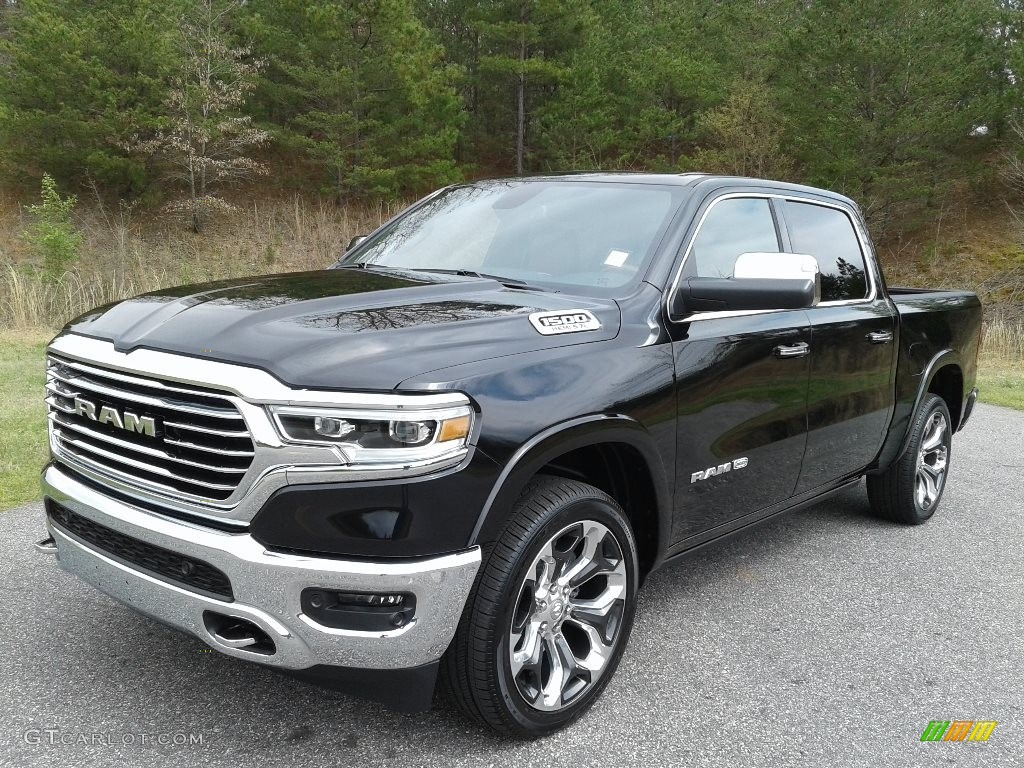 2020 1500 Longhorn Crew Cab 4x4 - Diamond Black Crystal Pearl / New Saddle/Black photo #2