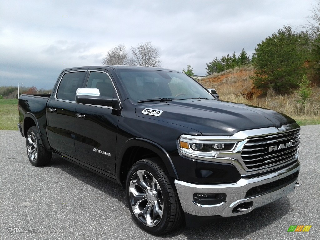 2020 1500 Longhorn Crew Cab 4x4 - Diamond Black Crystal Pearl / New Saddle/Black photo #5